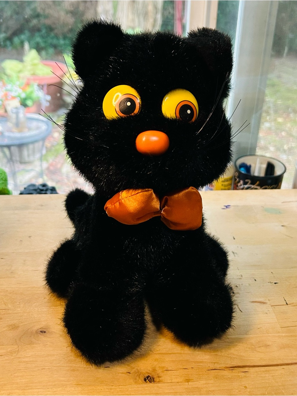 Vintage 1988 Black Cat Stuffed Animal Midnight by Applause Halloween Plush 10”